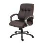 Boss B8776P-BN Double Plush LeatherPlus Mid-Back Executive Office Chair, Brown
