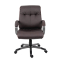 Boss B8776P-BN Double Plush LeatherPlus Mid-Back Executive Office Chair, Brown