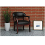 Boss Traditional Vinyl Wood Mid-Back Guest Chair with Casters