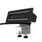 Axil X 2-Power Outlet, 1-USB-A+C Charging & Open Data Port Edge Mount Clamp Power Module 72" Cord, (Shown in Black)