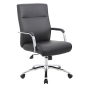 Boss B696C Modern Vinyl Mid-Back Executive Conference Chair (Shown in Black)