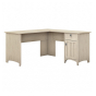Bush Furniture Salinas 60" W L-Shaped Office Desk with Storage (Shown in Antique White)