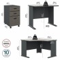 Bush Business Furniture Series A 84" W x 84" D Corner Desk with 3-Drawer Mobile Pedestal