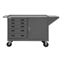 Durham Steel 66" W 5-Drawer and Cabinet Steel Mobile Workbench 2000 lb Capacity