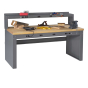 Tennsco Hardwood Electronic Workbenches with Panel Legs (Model with Electronic Riser Shown)