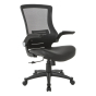 Office Star Work Smart Screen Mid-Back Manager Chair With Padded Flip Arms, Black Faux Leather Seat