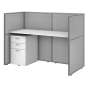 Bush Business Furniture Easy Office 60" W Office Desk Cubicle with Mobile B/B/F Pedestal and Closed Panels