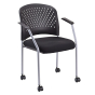 Eurotech Breeze Plastic-Back Fabric Low-Back Guest Chair with Casters (Shown in Grey)