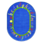 Joy Carpets AlphaScript Classroom Rug, Blue (Shown in Oval)