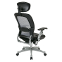 Office Star Space Seating Professional Light AirGrid Mesh-Back Leather High-Back Executive Chair