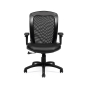 Offices to Go OTG11692 Adjustable Mesh-Back Luxhide Mid-Back Ergonomic Task Chair - Shown in Black