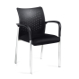 Offices to Go OTG11740B Plastic Back Mesh Stacking Guest Chair with Arms