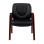 Offices to Go Luxhide Wood Mid-Back Guest Chair, Cordovan