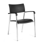 Offices to Go OTG1220B Black Plastic 4-Leg Stack Chair with Arms, 4-Pack