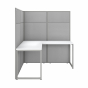 Bush Furniture Easy Office 60" W L Shaped Desk with 66" H Cubicle Panel, Pure White/Silver Gray Fabric