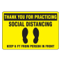 Accuform Slip-Gard 12" x 18" Social Distancing Floor Sign Decal (Shown in Yellow)