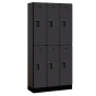 Salsbury 32000 Series 12" Wide Double Tier Designer Wood Lockers 6' Shown in Black, Side Panel Sold Separately