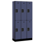 Salsbury 32000 Series 12" Wide Double Tier Designer Wood Lockers 6' Shown in Blue, Side Panel Sold Separately