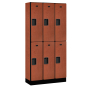 Salsbury 32000 Series 12" Wide Double Tier Designer Wood Lockers 6' Shown in Cherry, Side Panel Sold Separately