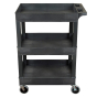 Luxor 3-Shelf 24" x 18" Plastic Utility Cart, Black