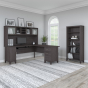 Bush Furniture Somerset 72" W L-Shaped Office Desk Set with Hutch and Bookcase