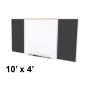 Ghent SPC410D-ATR Style-D 10 ft. x 4 ft. Recycled Rubber Tackboard and Porcelain Magnetic Combination Whiteboard (Shown in Black)