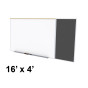 Ghent SPC416C-ATR Style-C 16 ft. x 4 ft. Recycled Rubber Tackboard and Porcelain Magnetic Combination Whiteboard (Shown in Black)