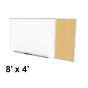 Ghent SPC48C-K Style-C 8 ft. x 4 ft. Natural Cork Tackboard and Porcelain Magnetic Combination Whiteboard