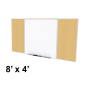 Ghent SPC48D-K Style-D 8 ft. x 4 ft. Natural Cork Tackboard and Porcelain Magnetic Combination Whiteboard