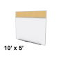 Ghent SPC510A-K Style-A 10 ft. x 5 ft. Natural Cork Tackboard and Porcelain Magnetic Combination Whiteboard