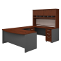 BBF Series C 72" W Bow Front U-Shaped Office Desk Set with Mobile Pedestal (Shown in Hansen Cherry)