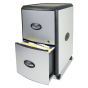 Storex 61351U01C 2-Drawer File/File Mobile Pedestal, Silver/Black