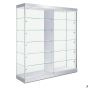 Tecno 72" W Rectangular Display Case with Divider (Shown in Grey Finish w/ Silver Frame) With side Lights