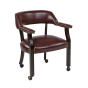 Office Star Traditional Vinyl Wood Guest Chair, Casters