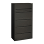 HON Brigade 785LS 5-Drawer 36" Wide Lateral File Cabinet with Roll-out Posting Shelf, Letter & Legal, Charcoal