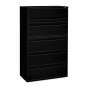 HON Brigade 795LP 5-Drawer 42" Wide Lateral File Cabinet with Roll-out Posting Shelf, Letter & Legal Size, Black