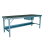 Durham Steel 60" x 30" Adjustable Height Folding Leg Hard Board Top Workbench with Optional Drawer and Shelf