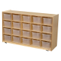 Wood Designs Classroom 20-Cubby Mobile Storage with Clear Trays, 30" H x 48" W x 15" D