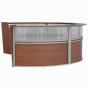 Linea Italia 142" W Curved 4-Section Office Reception Desk with Clear Acrylic Panel
