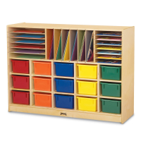 Jonti-Craft Sectional Cubbie-Tray Mobile Classroom Storage Unit with Colored Trays