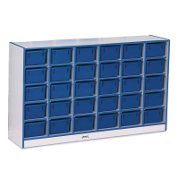 Jonti-Craft Rainbow Accents 30 Cubbie-Tray Mobile Classroom Storage with Trays (blue)