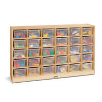 Jonti-Craft 30 Cubbie-Tray Mobile Classroom Storage with Clear Trays