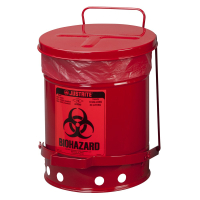 Justrite Foot-Operated 6 Gallon Biohazard Waste Safety Can, Red