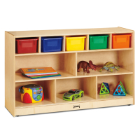 Jonti-Craft Low Combo Mobile Classroom Storage Unit with Colored Bins