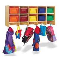 Jonti-Craft 10-Section Wall Mount Cubbie Coat Locker, Colored Trays