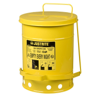 Justrite 09101 Foot-Operated 6 Gallon Oily Waste Safety Can, Yellow