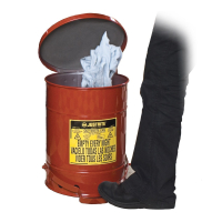 Justrite 09108 Foot-Operated Self-Closing Soundgard Cover 6 Gallon Oily Waste Safety Can, Red