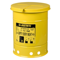 Justrite 09111 Hand-Operated 6 Gallon Oily Waste Safety Can, Yellow
