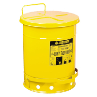 Justrite 09301 Foot-Operated 10 Gallon Oily Waste Safety Can, Yellow