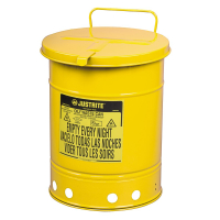 Justrite 09311 Hand-Operated 10 Gallon Oily Waste Safety Can, Yellow